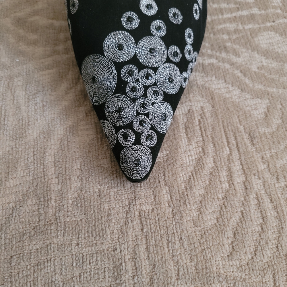 Caparros Black Heels with Silver Embellishments  9 1/2